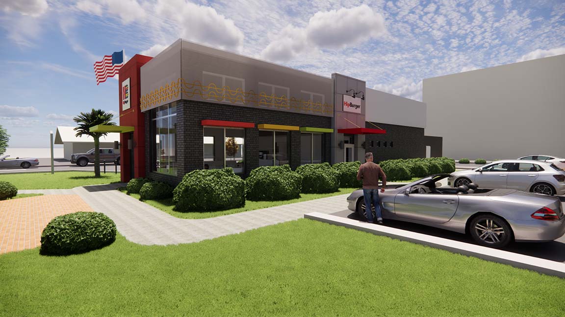 Rendering of HipBurger building in Clemson, SC